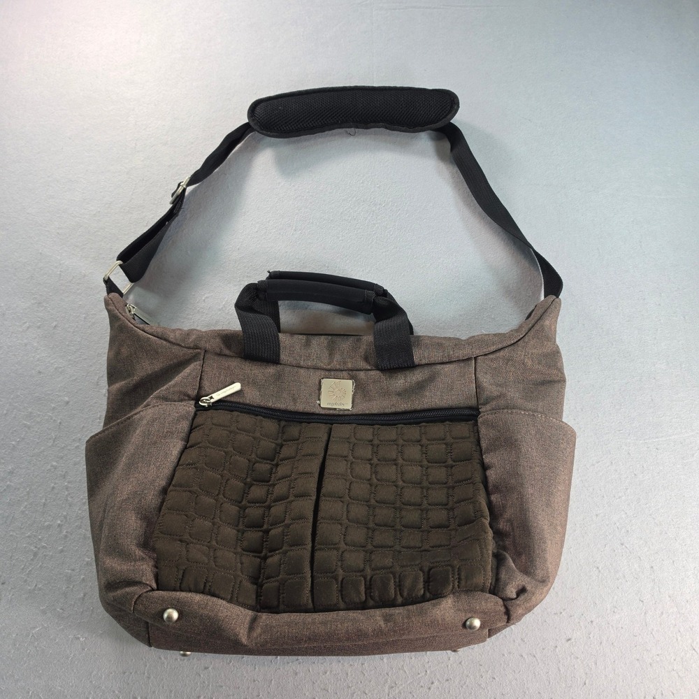 Ergobaby Diaper Bag Messenger Brown Quilted Shoulder Bag Travel Tote